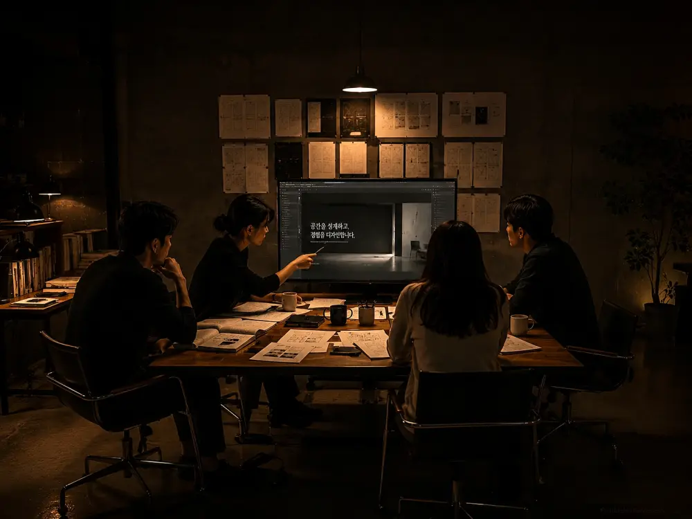 화면의 카피와 구조를 함께 검토하는 설계 장면